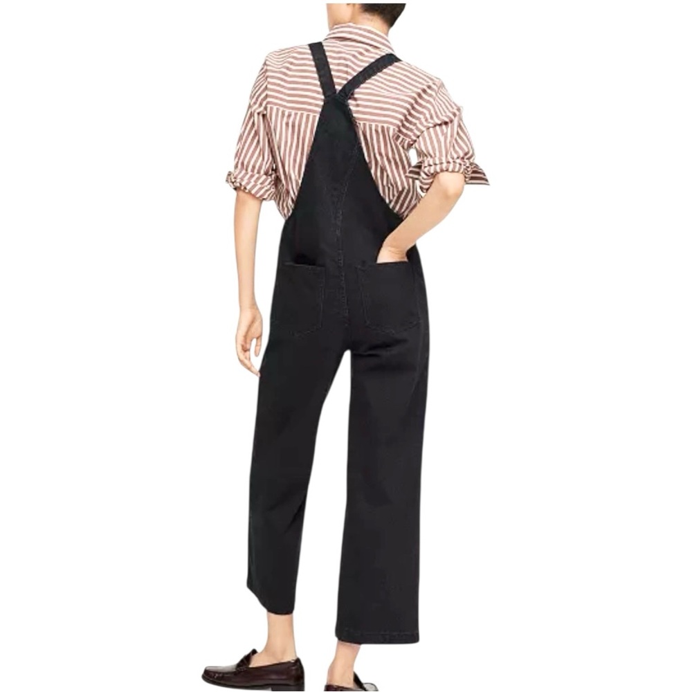 Mango Wide Leg Denim Overalls Cotton Black Size Medium Excellent Condition - Picture 2 of 11